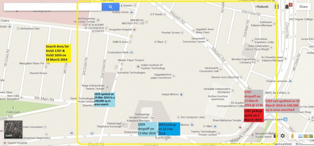 The 140,000+ sq m of densely populated Class II/III Urban Area that was searched by VoSD rescue team on March 19th for the dogs